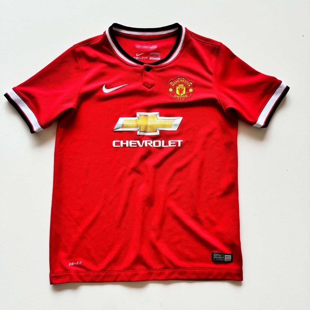 Nike - Authentic Youth’s Dri Fit 2014 Manchester United Soccer Shirt in Red